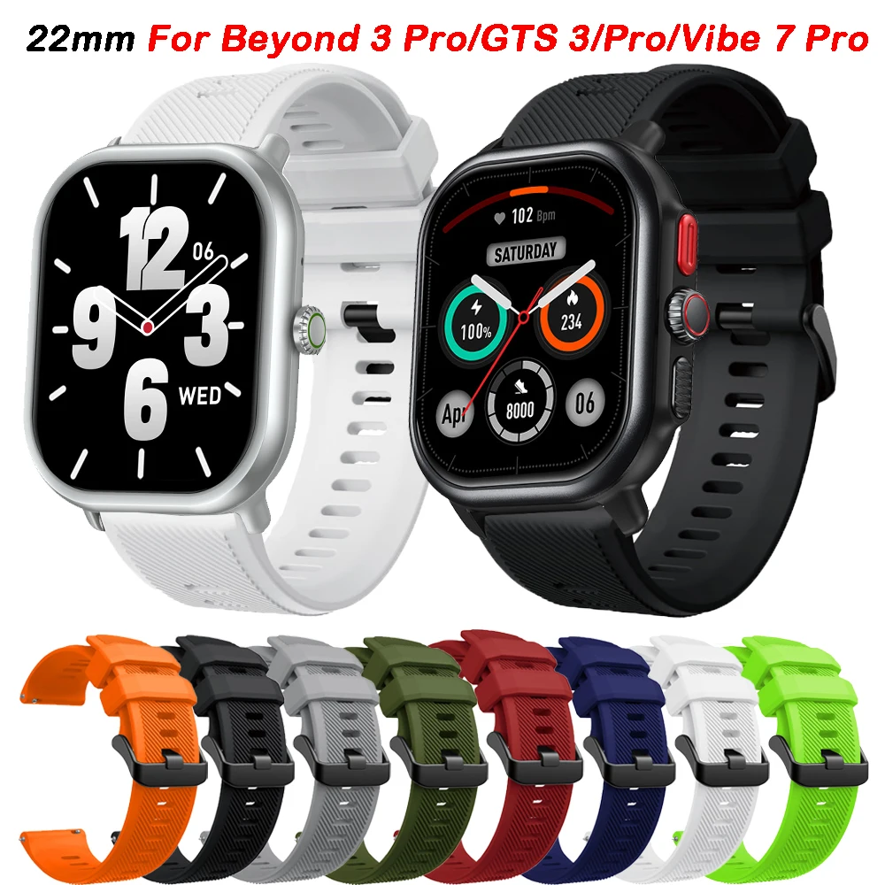 22mm Silicone Smart Watch Band For Zeblaze Beyond 3 Pro/ GTS3/ GTR3 Pro Strap Bracelet Zeblaze Vibe 7 Pro Stratos 3 2 Watchband