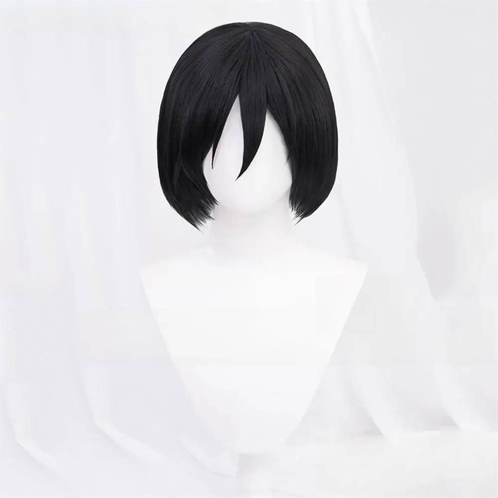 Anime Cosplay Pruik voor Vrouwen Zwart Kort Steil Haar voor Meisjes Hittebestendige Synthetische Pruik Halloween Kostuum Cosplay Party