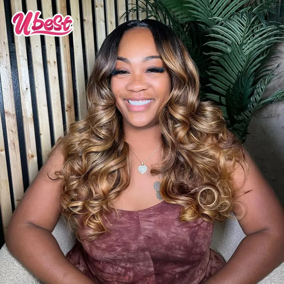 

Ubest 13X6 Transparent Lace Front Wigs Body Wave 100 Human Hair Highlights 1B/30 Colored 5X5 Closure Wig Pre Plucked For Women
