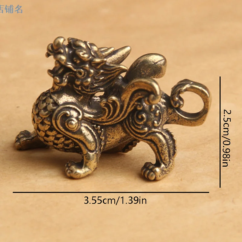 Estatuilla de animales Kylinsculpture, decoración de latón, adorno de dragón Qilin chino, suerte, Fengshui, riqueza, prosperidad para sala de estar,