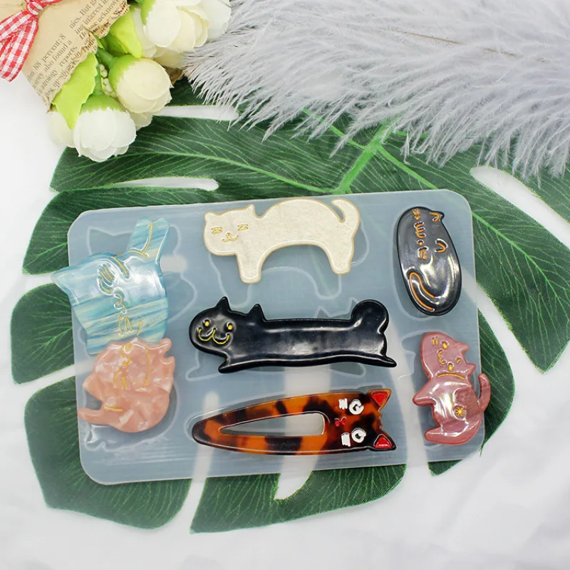 Silikonowa forma do spinki do włosów Cute Cat DIY Spersonalizowana spinka do włosów Prezent noworoczny Forma z żywicy epoksydowej, zestaw żywicy epoksydowej Completo Hobby Supply — zdjęcie 6