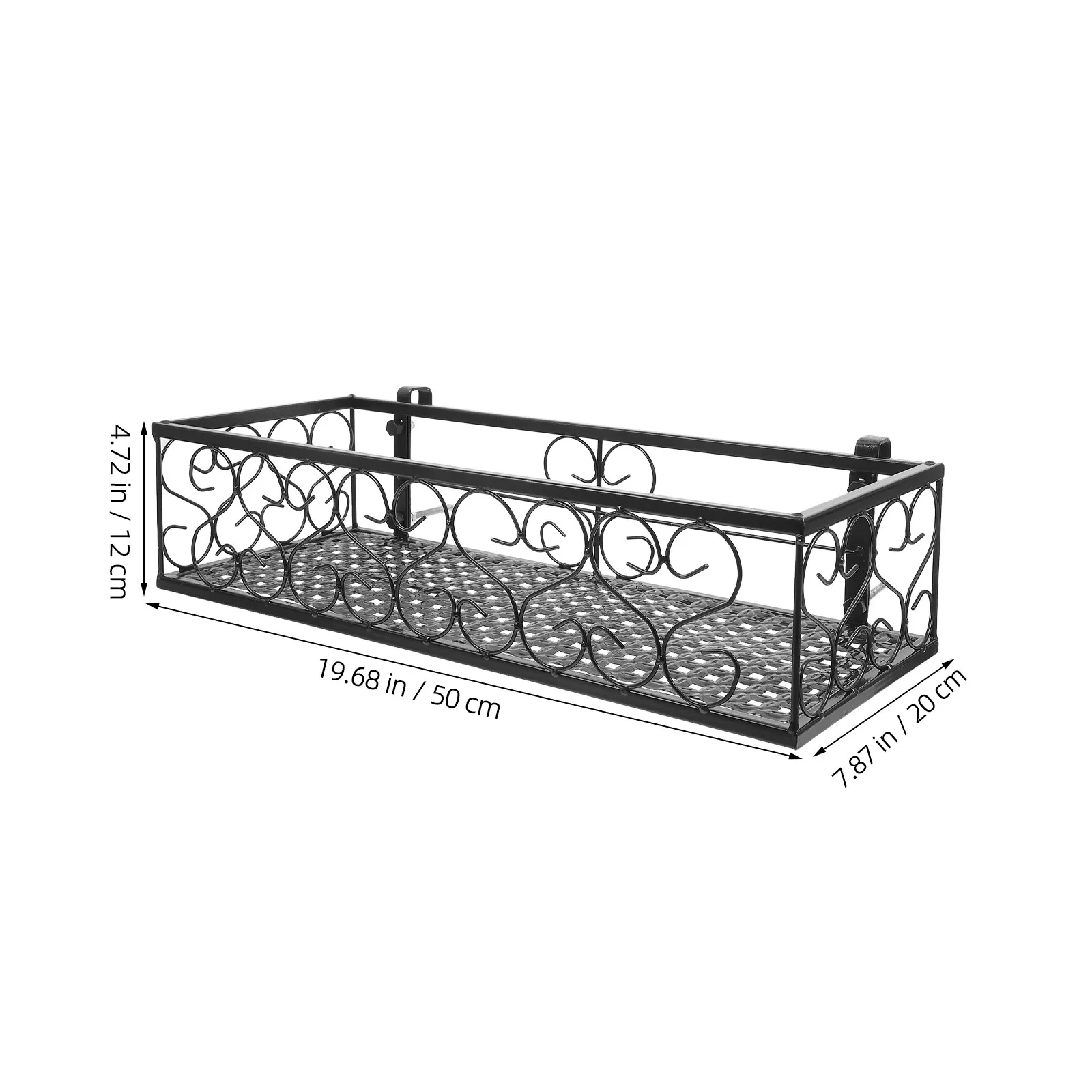 1Pcs Balcony Guardrail Flower Stand Black Iron Hanging Plant Basket Sturdy Fence Mount for Home Patio Flower Stand view 5