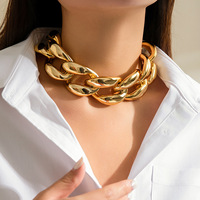 DIEZI Exaggerated CCB Big Chain Chunky Necklace For Women Party Gift Simple Fashion Plastic Statement Choker Necklace Jewelry
