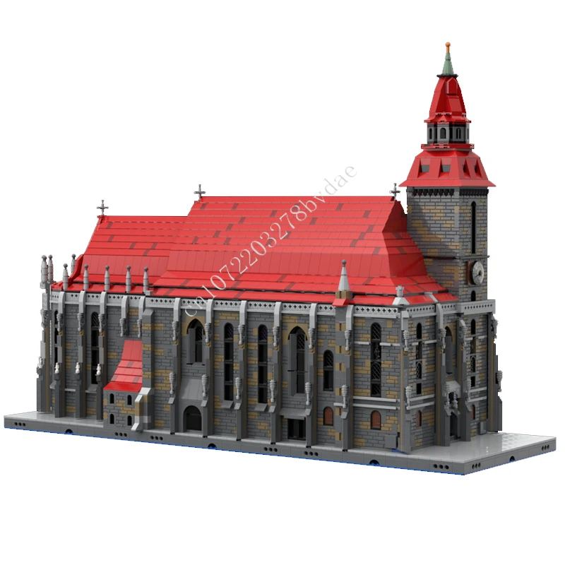 7843PCS Black Church of Brasov Romania MOC streetview Holiday Puzzles Sets Creative Christmas Birthday Toys Gifts for Kids Ages