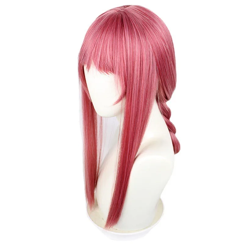 Chainsaw Man Makima Cosplay Wig Pink Red Synthetic Braided Long Straight Wig Anime Coser Cute Girl High Quality Wig Daily Party