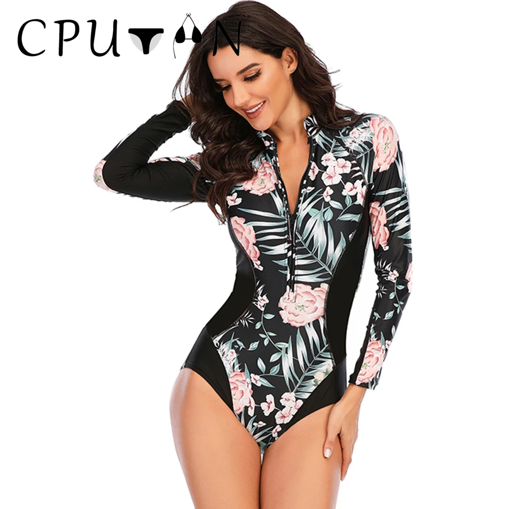 CPUTAN 2024 Sport Push Up Bikini Set One Piece Brazilian Biquini Women Floral Swimwear Bathing Suit Summer Surfing Beachwear