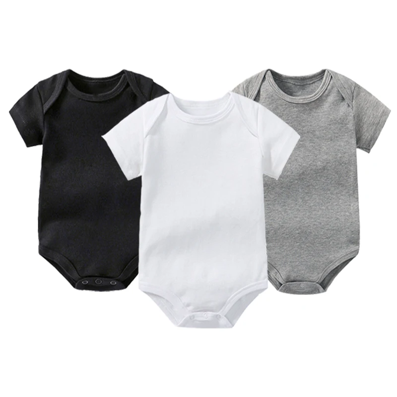 Newborn Baby Bodysuit Summer Solid O-neck Soft Cotton Short Sleeve Baby Clothing Body Baby Boys Girls Baby Bodysuits baby tee