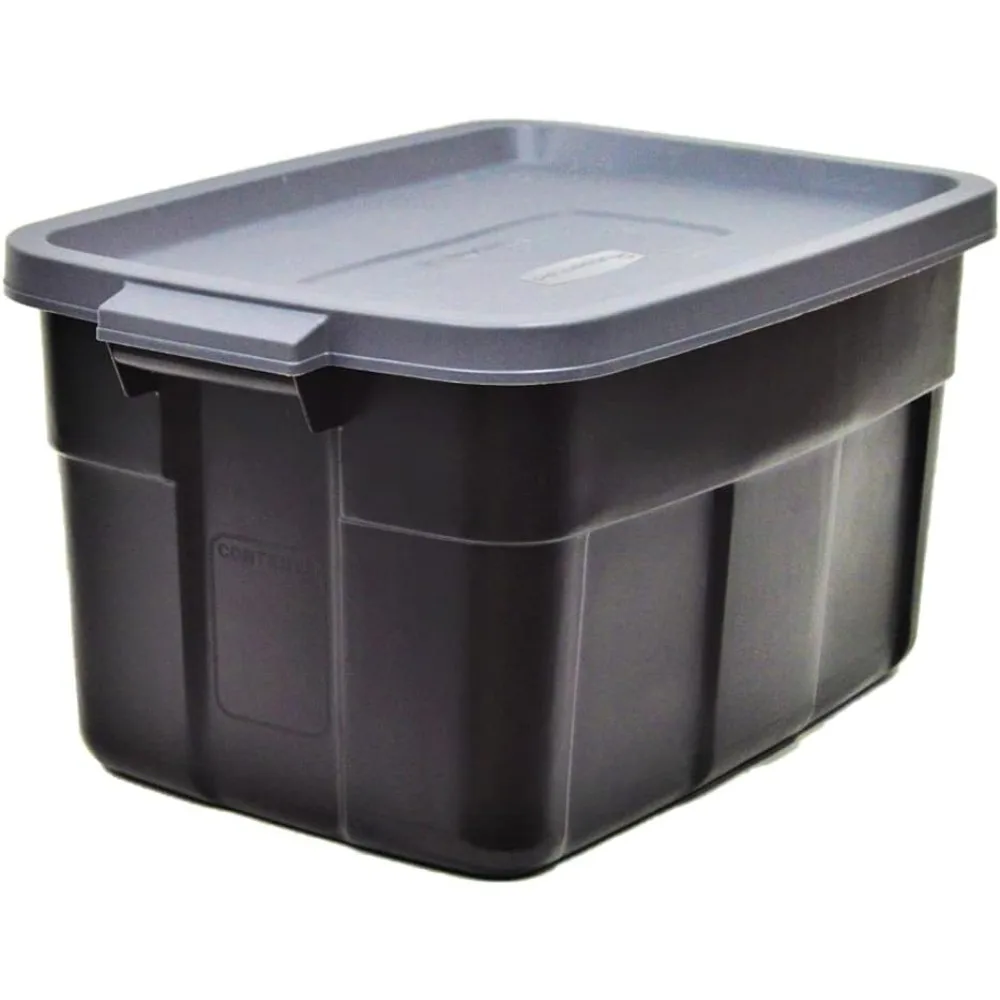 

Garage Storage Bins Black Plastic Stackable Totes 31 Gallon Capacity Heavy Duty Home Organization 3 Pack Solid Black