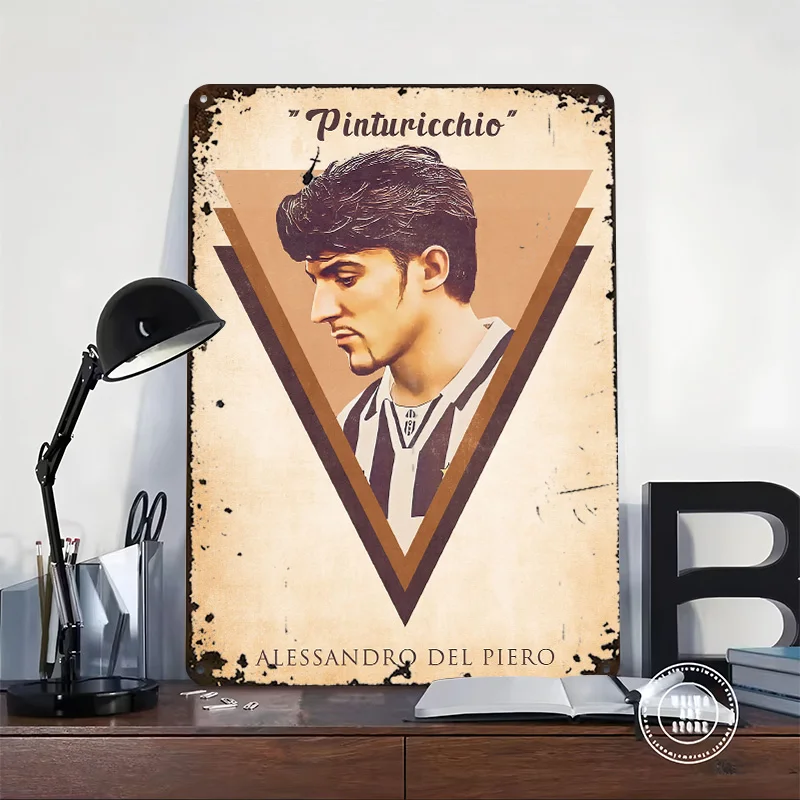 Alessandro Del Piero Tinplate Poster Customized Wall Art Retro Vintage Metal Signs for Fans Home Decorations Luxury Decoration