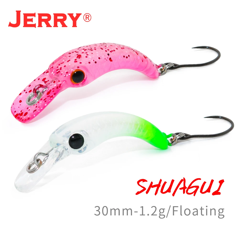 Jerry Shuagui Ultralight Spinning Single Hook Wobbler Hard Bait 1.2g 30mm Micro Plug Floating Crankbait Trout Freshwater Fishing