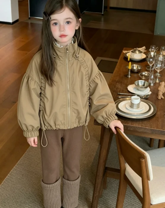 Girls Suit 2026 Spring and Autumn New Children's Clothes Korean Style Girl Baby Fashion Casual Coat Leggings Two-piece Set