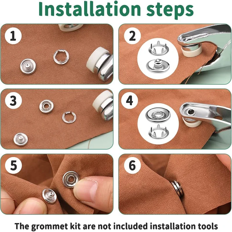 Druckknopf-Set mit Handdruckzange, 50 Stück Druckknöpfe, Metall-Druckknöpfe zum Nähen, Nietknöpfe für DIY-Bastelarbeiten, Kleidung, Hüte, Werkzeugset – Detail 7