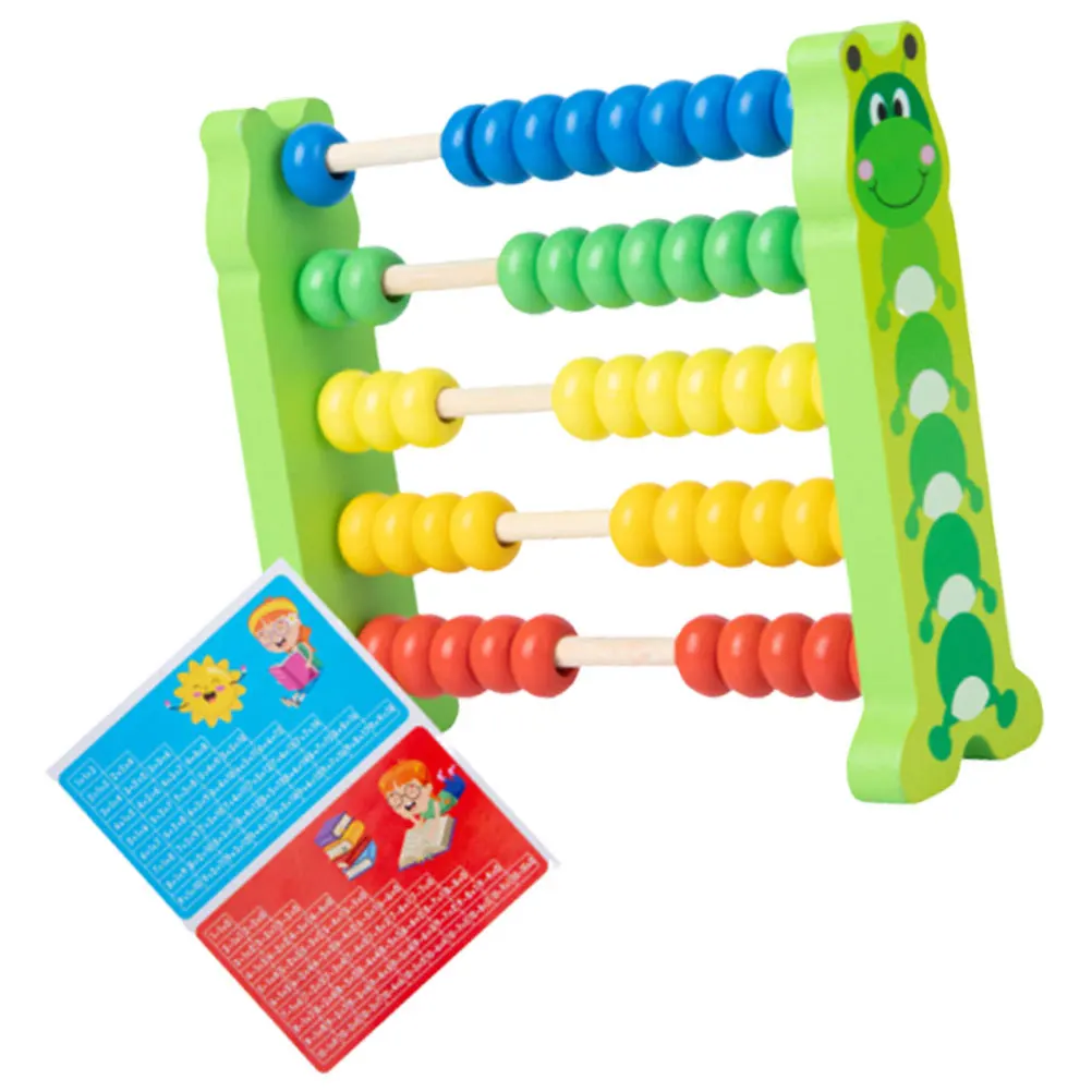 Boulier en bois à 5 rangées, outil de calcul de dessin animé coloré, fournitures éducatives préscolaires, cadre de comptage pour l'apprentissage précoce des mathématiques, 1 pièces