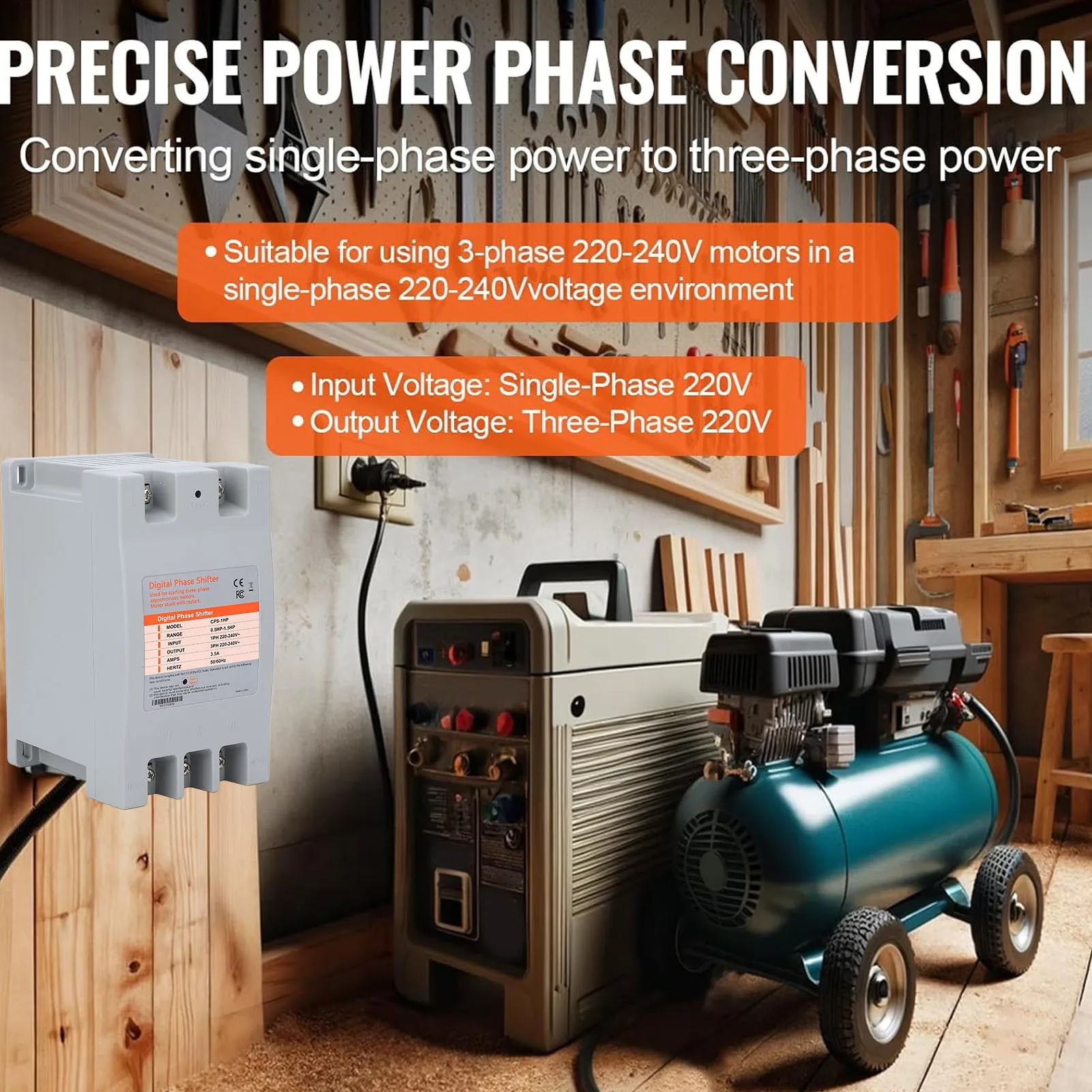 

Single to 3 Phase Converter Industrial Digital Phase Shifter for Residential and Commercial Use Single Phase to 3 Phase Shifter