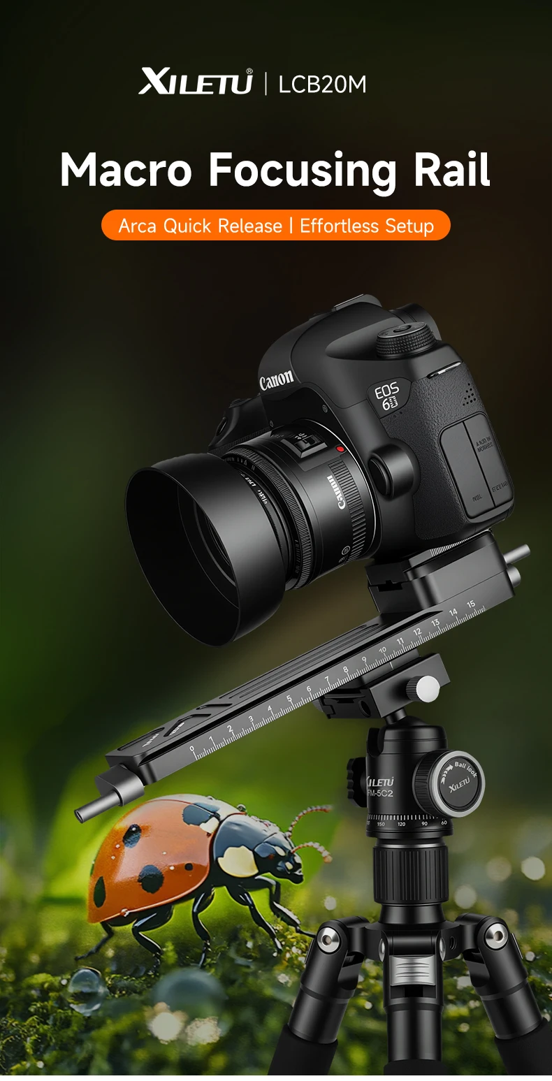 XILETU Makro Focus Rail Slider Schnellwechselplatte für DSLR, 5 kg, Desktop Outdoor Time-Lapse Close-up Makrofotografie – Detail 1