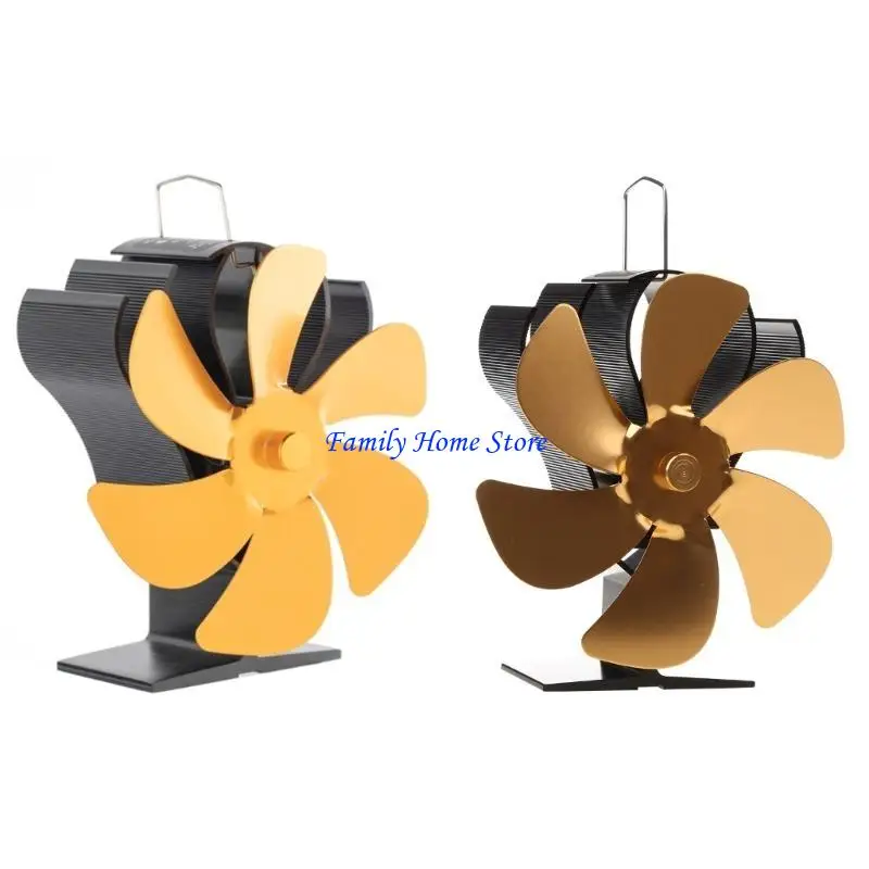 

P0UF Efficient Stove Fan 6 Heat Powered Stove Fan with Thermometer