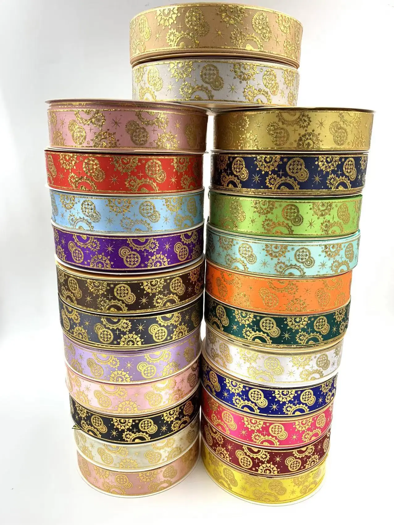 2.5cm 48/96/144Yard Satin ribbon Gold Poker queen Barto Badge ribbons DIY bowtie jewelry Headband ribbon flower gift package