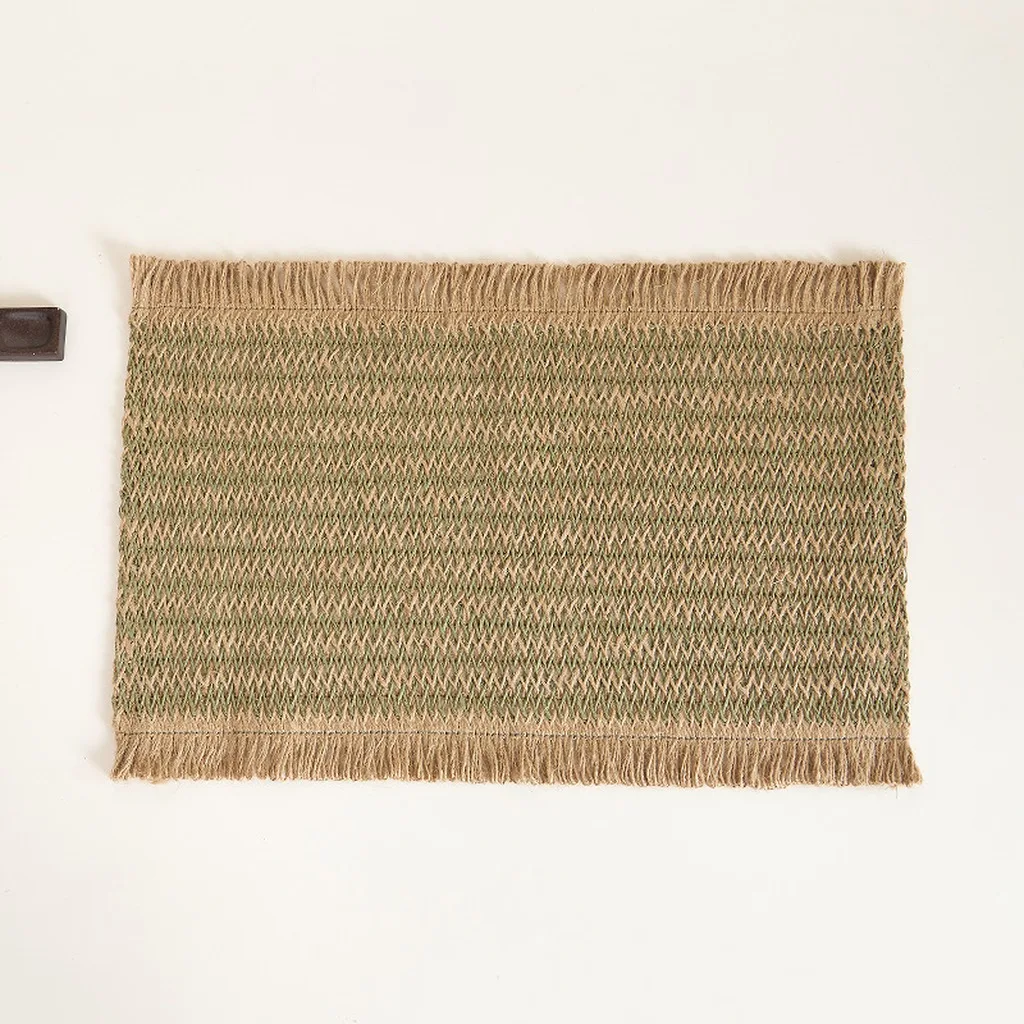 Modern Minimalist Placemat Frayed Edge Tabletop Mat Non-Slip Dining Mat Natural Texture Woven Paper Linen Placemat For Bar