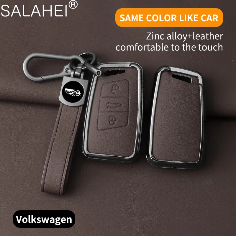 New Zinc Alloy Leather Car Key Case Full Cover Protector Keychain Shell For Volkswagen VW Magotan Passat B8 Interior Accessories