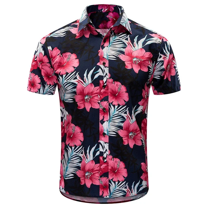 Men's shirt lapel summer short-sleeved Hawaiian personalized pattern 3D printing daily casual work vacation comfortable design
