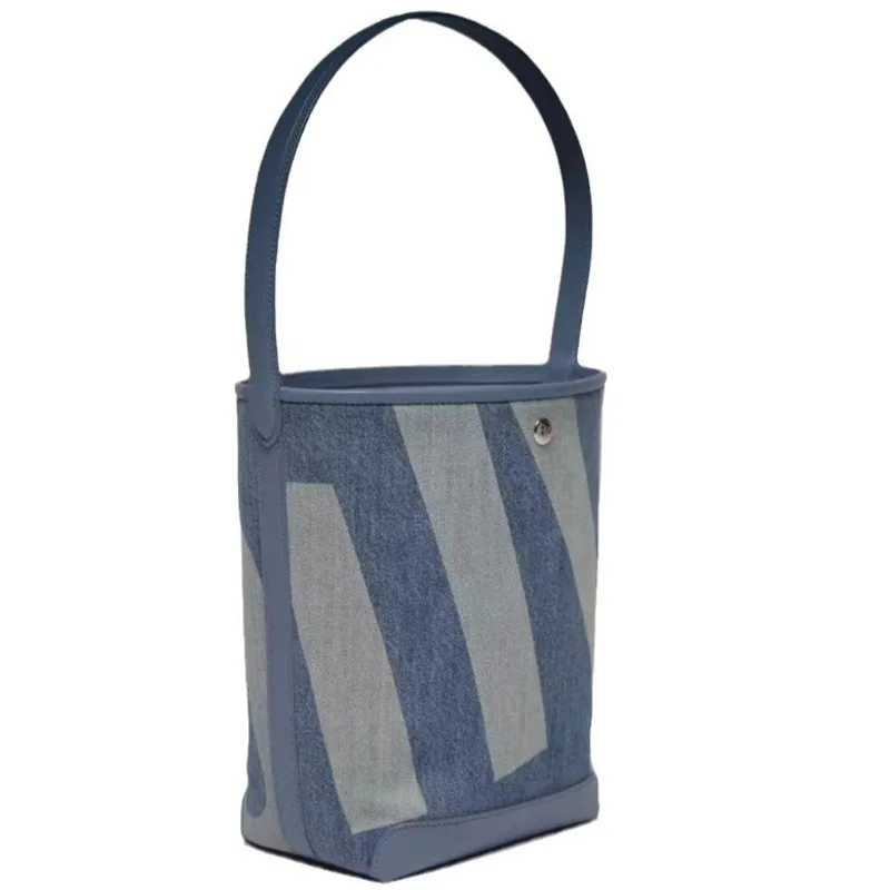 New Fashion Ladies Basket Large Capacity Tote Bag For Female Women's Retro Blue Contrast Color shoulder Bag