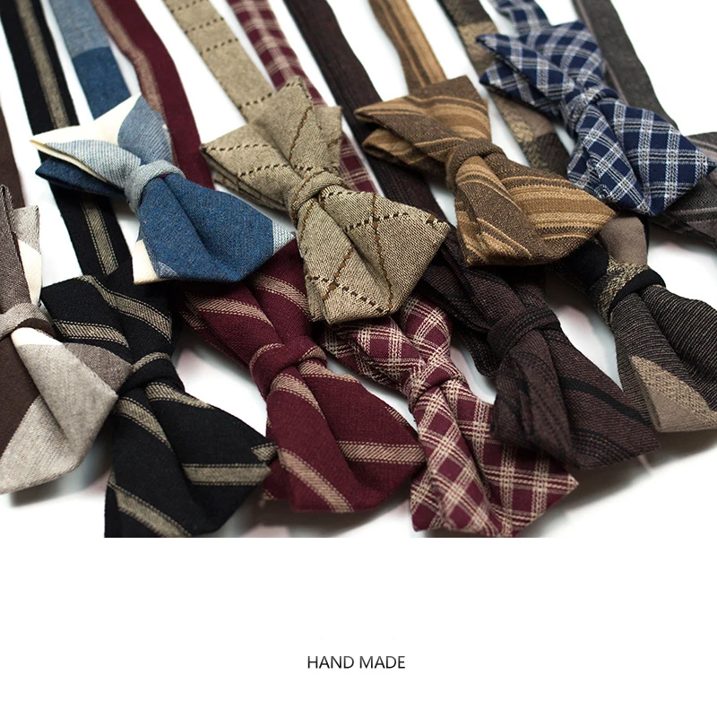 

Classic Cotton Striped Bowties Mens Brown Plaid Bow Ties Luxury Formal Bowknot Casual Neckwear Skinny Tie Suit Wedding Accessory