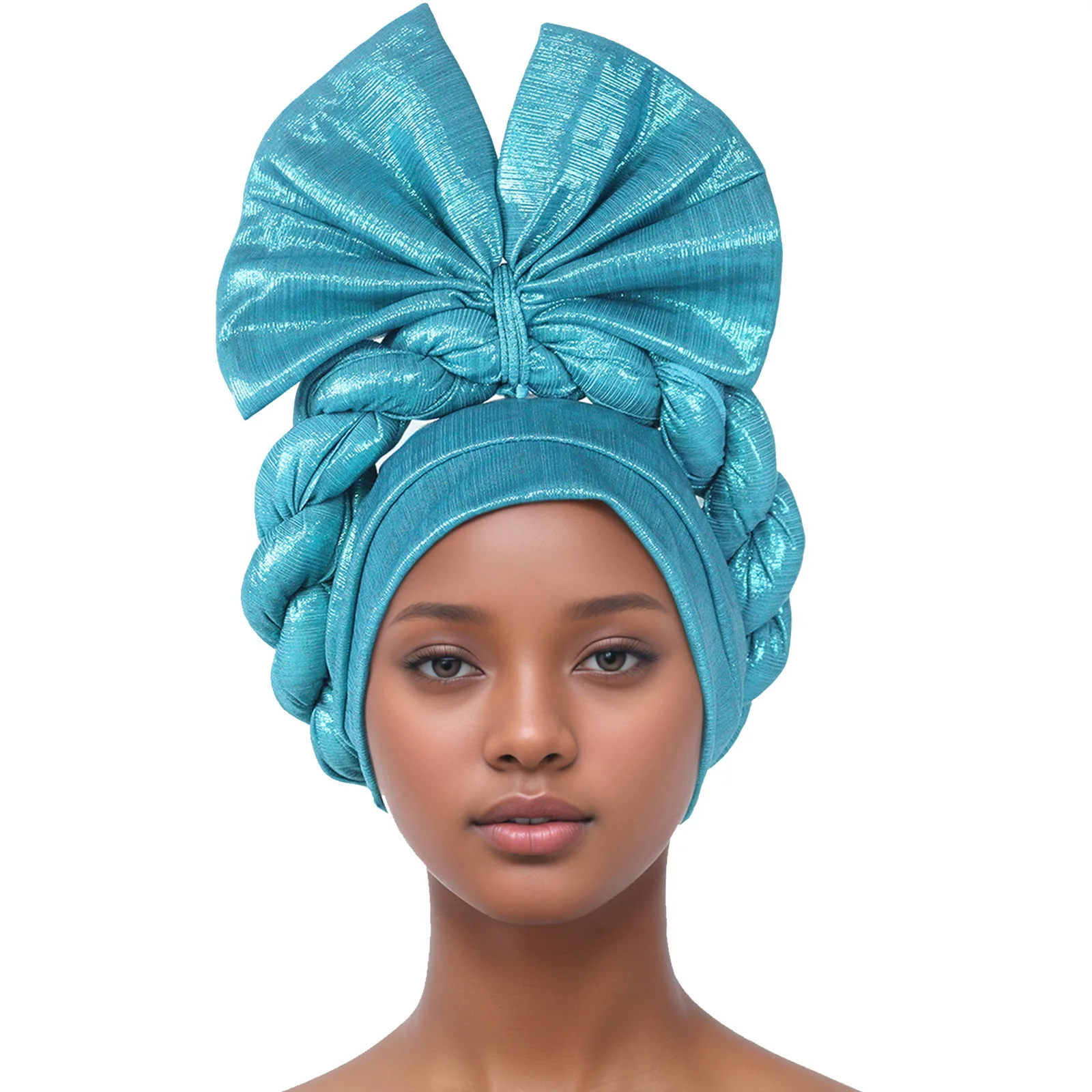 2024 New African Female Turban Cap Women's Headtie Nigeria Shinning SilK Fabric for Wedding Party Head Wraps Truban ML4-1124-1