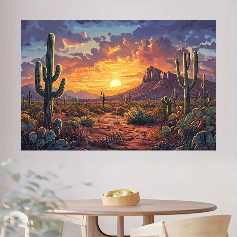 Festive atmosphere: Cactus sunset background, creating a unique Western charm; Party and Thanksgiving home decoration - view 5