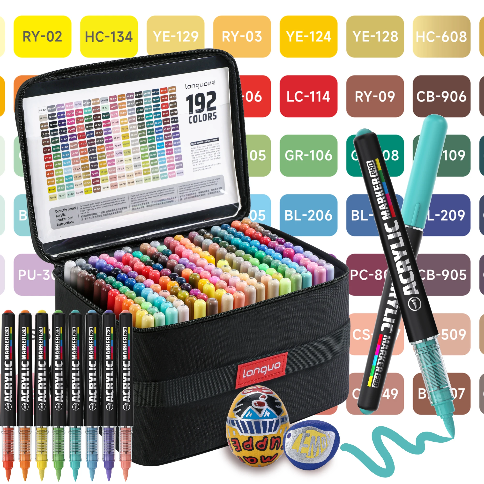 

Languo 192-Color Giant Stackable Liquid Acrylic Marker Pro with Large Ink Capacity, Acrylic Markers, Acrylic Felt, Felt Coloring, Alcohol Markers, Art Supplies, Soft Nibs with 1-5mm Thickness Options, Suitable for Drawing, Writing, Marking, Diy... Fabric 