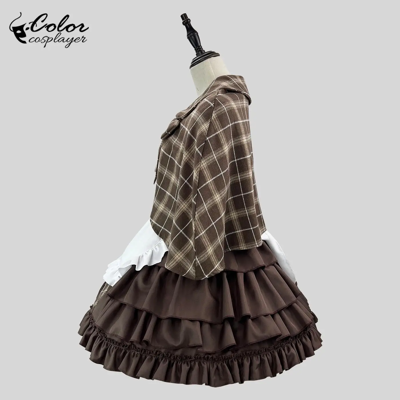 Color Cosplayer Detective Suit Anime Cosplay Costume Maid Dress Lolita with Apron Brown Lolita Women Dress Short Sleeved Outfit