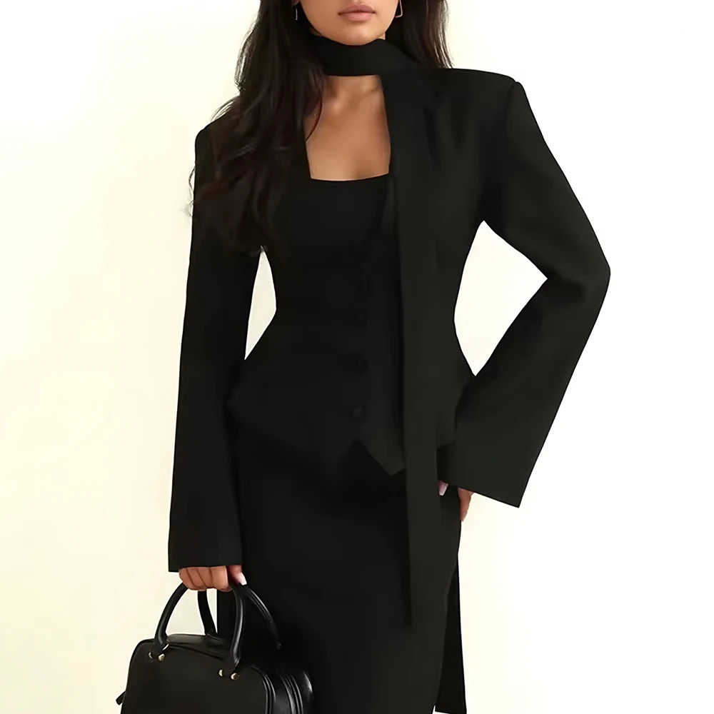 Autumn Winter Casual Long Sleeve Straight Cut Suit Women's Fashion Top Comfortable Fit Style No Decoration