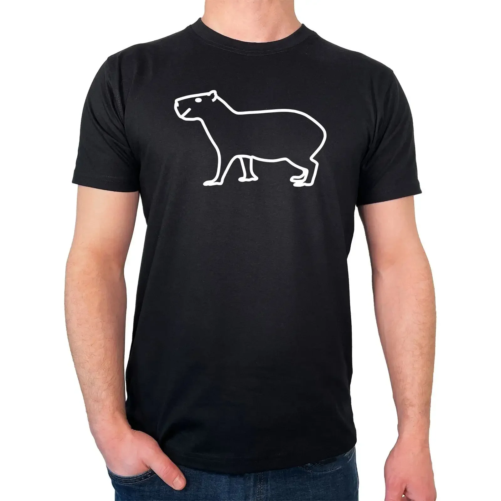 Herren T Shirt Capybara Silhouette Geschenkidee Geschenk Präsent Mitbri vintage Washed Casual fashion streetwear Unisex