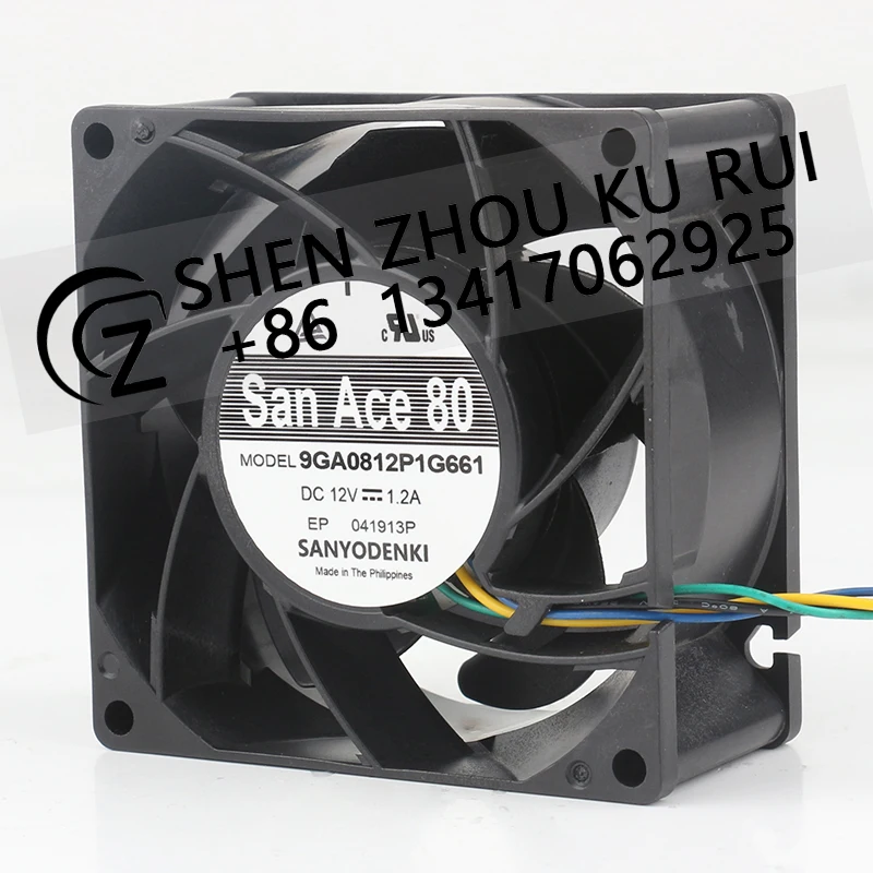 Original Sanyo 24V 48V DC 12V 1.2A AC EC 8038 80x80x38MM 8CM Industrial chassis High air volume server 9GA0812P1G661 Cooling fan