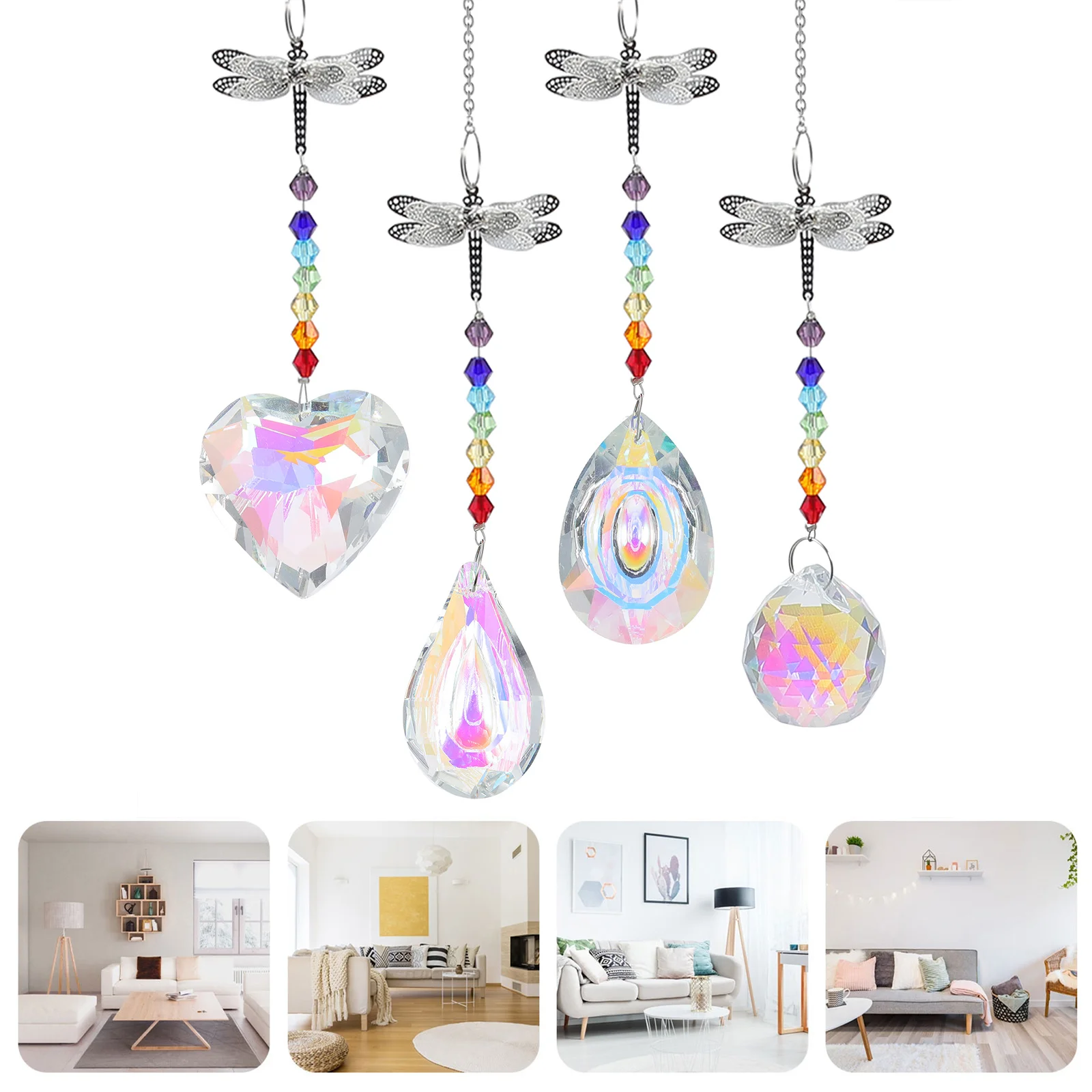 

4 Pcs Fan Pull Chain Crystal Dazzling Pendant Decoration Extension Ceiling Hanging Accessory