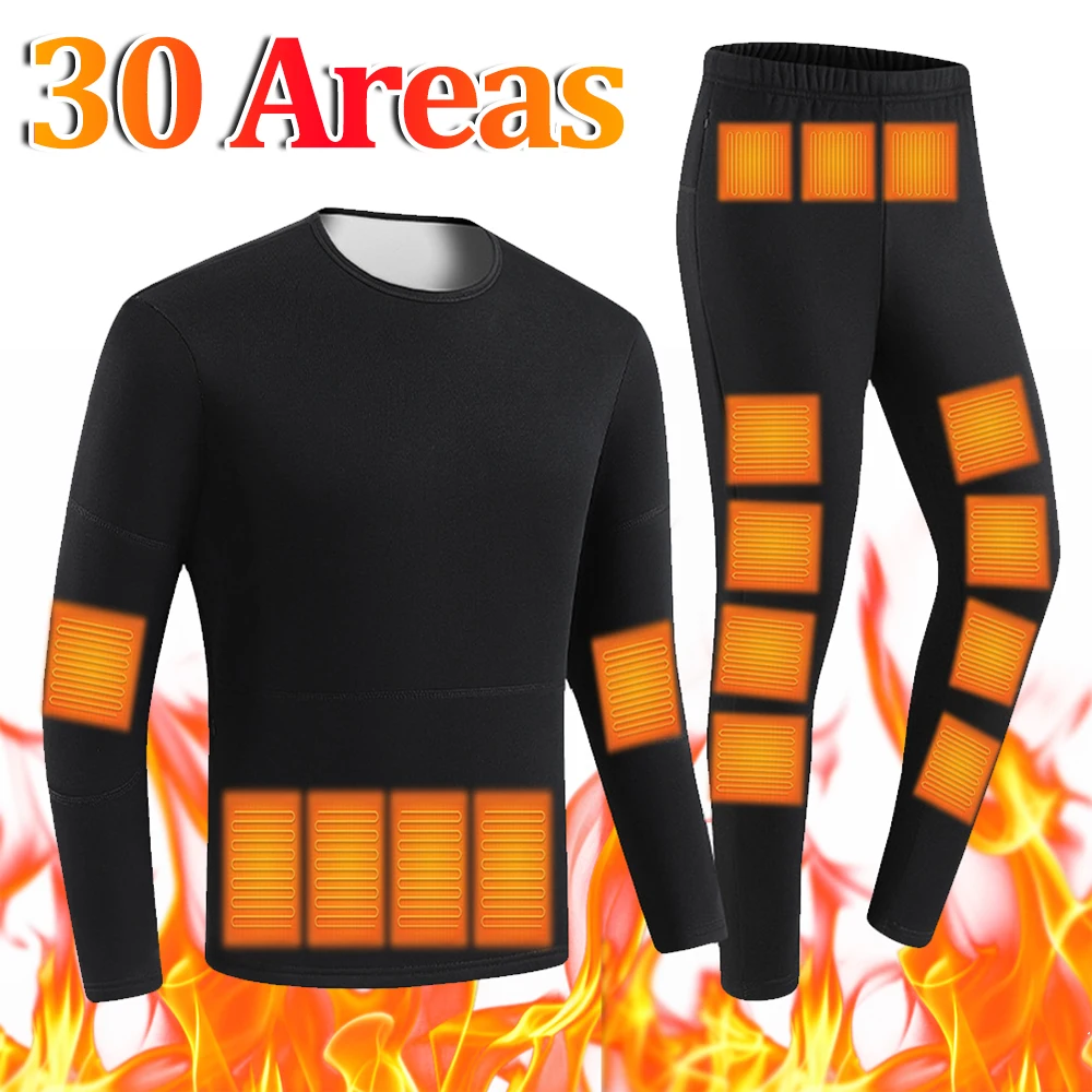 Self-heating Jackets Heated Thermal Underwear Men 30 Areas Electric Heated Ski Clothing Women Thermal Underwear Winter Pants Set