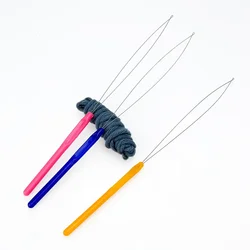 Threader Tool Plastic Handle Pulling Needle Used With Hair Plier Beads Micro Rings Loop Human Hair Feather Extension Accessories