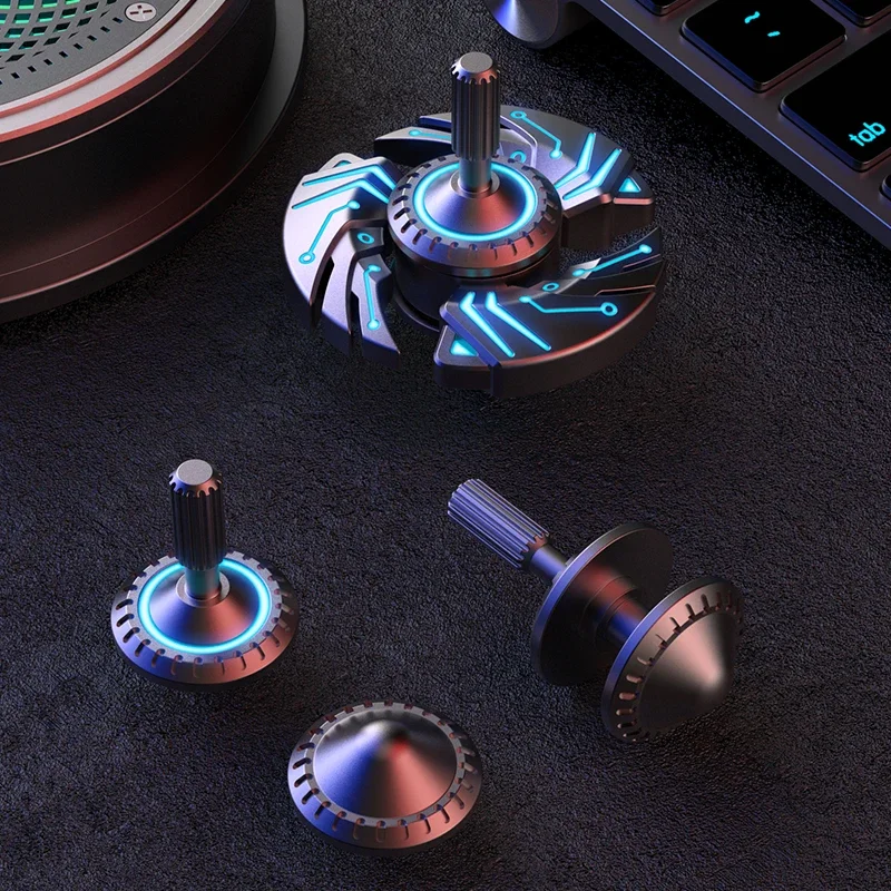 Adjunção brinquedos fidget ponta do dedo giroscópio multi-função luminosa todo o metal crianças antiestresse duradouro girar mão spinner chama