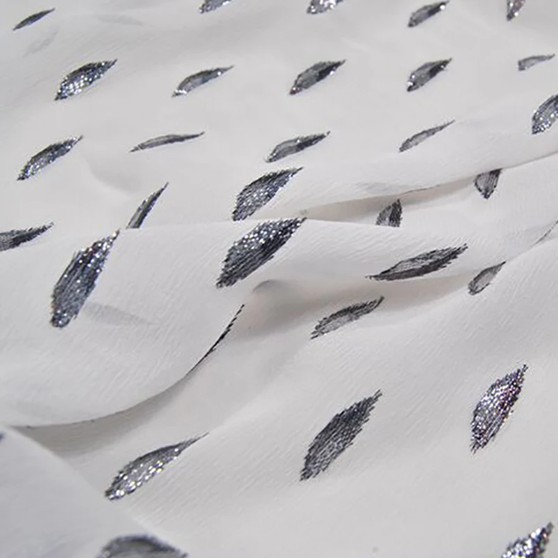Stripe Gold Yarn Silk Georgette Chiffon Metallic Jacquard Shiny Fabric For Dress Scarf
