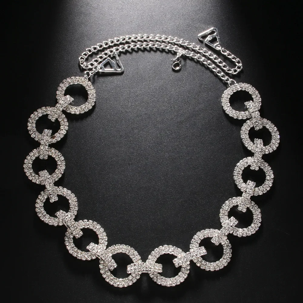 Simple Circular Ring Rhinestone Tops Shoulder Chain for Women Fashion Strap Bra Lingerie Body Chains Jewelry Dress Accessories