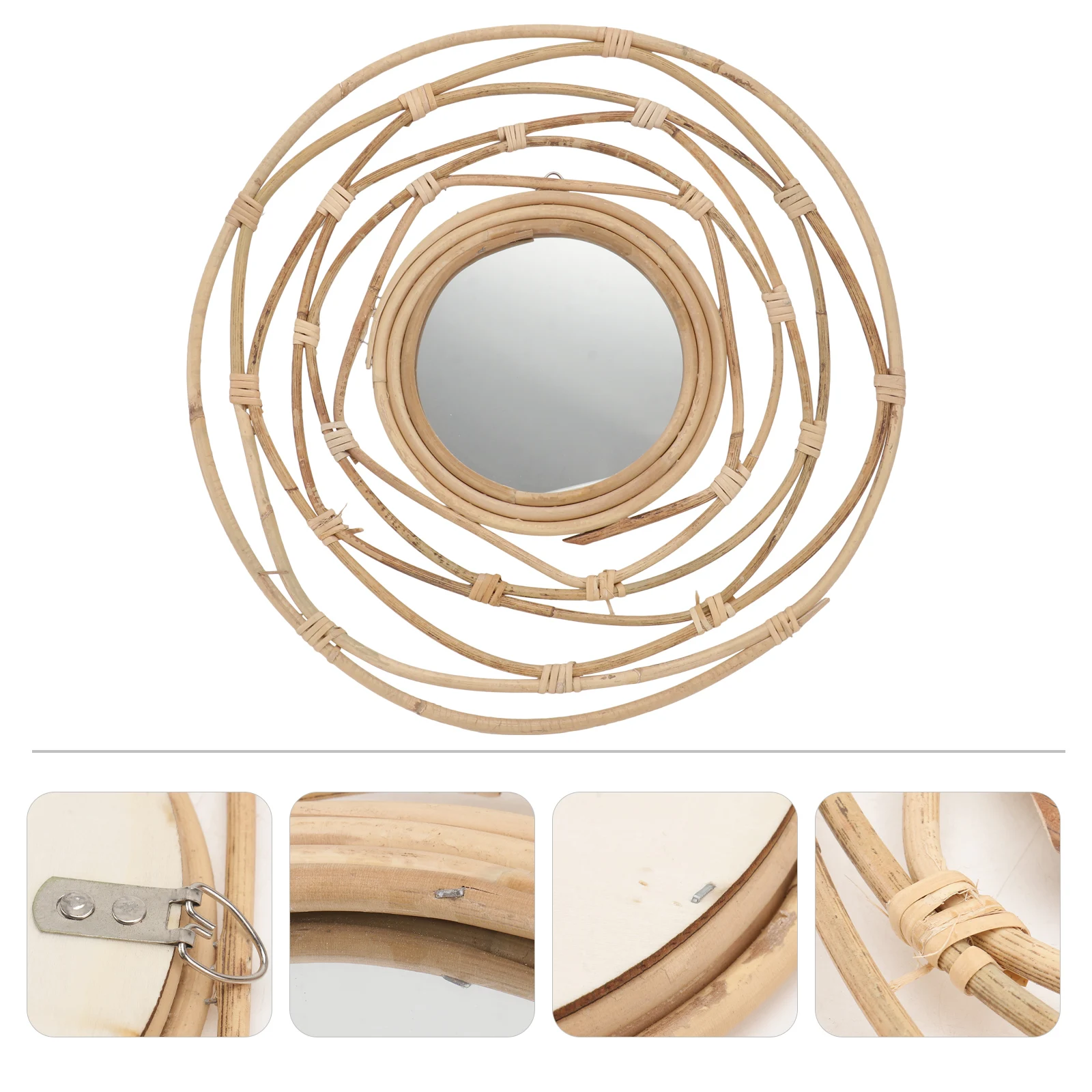 

Rattan Decorative Mirror Woven Wall Mirrors LED Practical Wooden Fashionable Wall-mounted