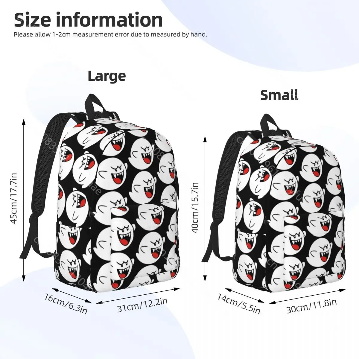 Cute Ghost Boo Backpack Cartoon Cycling Backpacks Boy Designer Soft School Bags Streetwear Rucksack Xmas Gift