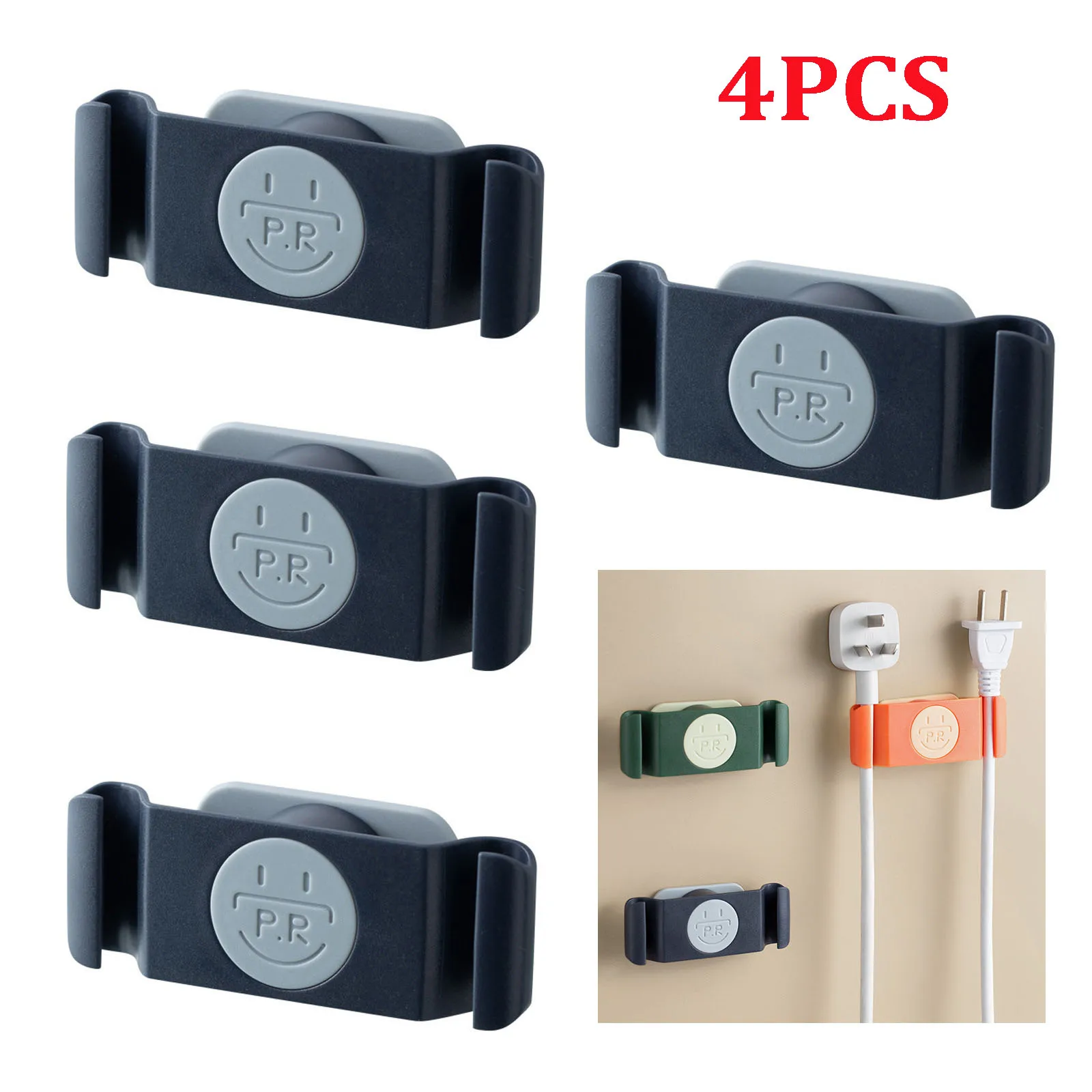 4 PCS Power Plug Hook Kitchen Appliance Power Cord Wall Hanging Storage Rack Rotatable Punch-Free Wire Data Cable Organizer Rack