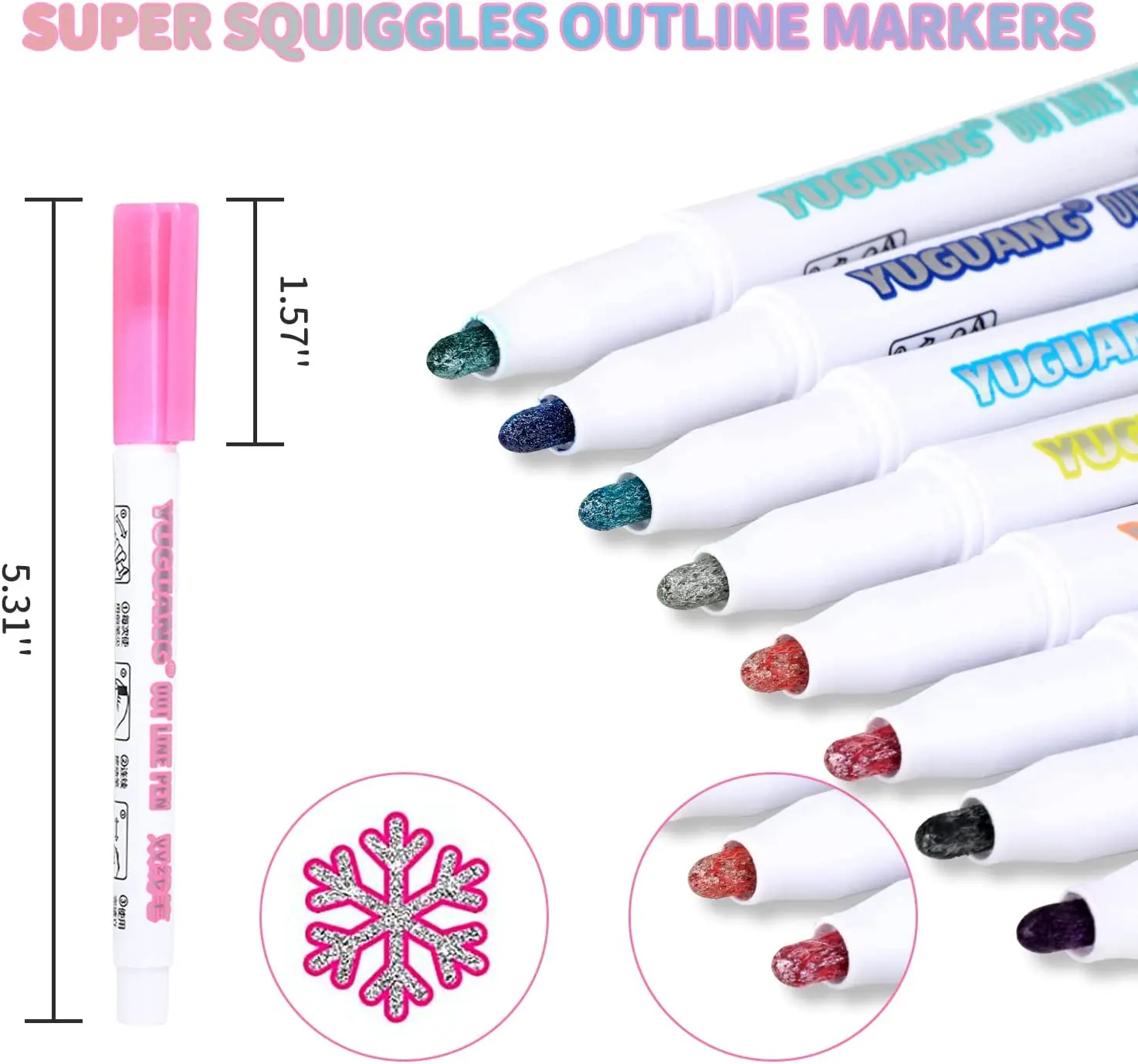 

Double Line Outline Pen Markers, Magic Shimmer Paint Pens, Marker Pen for Highlight, 8 Colors Metallic Markers for Art, Drawing,