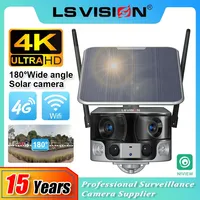 LS VISION Solar Security Camera 4K 180° Ultra Wide View Angle 4G Outdoor WIFI 4X Zoom Dual Lens PIR Human Detection CCTV Camera