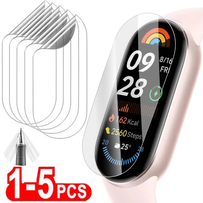 1-5PCS Hydrogel Film For Xiaomi Mi Band 9 8 7 Smartwatch Screen Protector on Mi Band 8 7 6 5 Mi Band9 Protective Film Not Glass