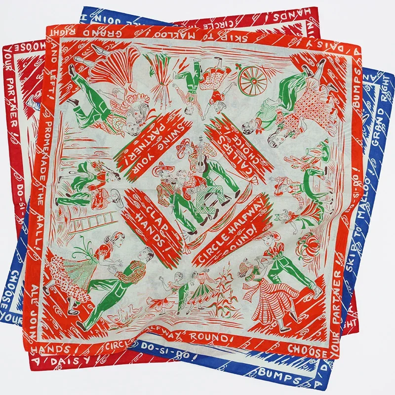 

Vintage Music Party Festival Cotton Digital Single-Side Printed Bandanas Women Girl Headscarf Headband Neckerchief Headwear