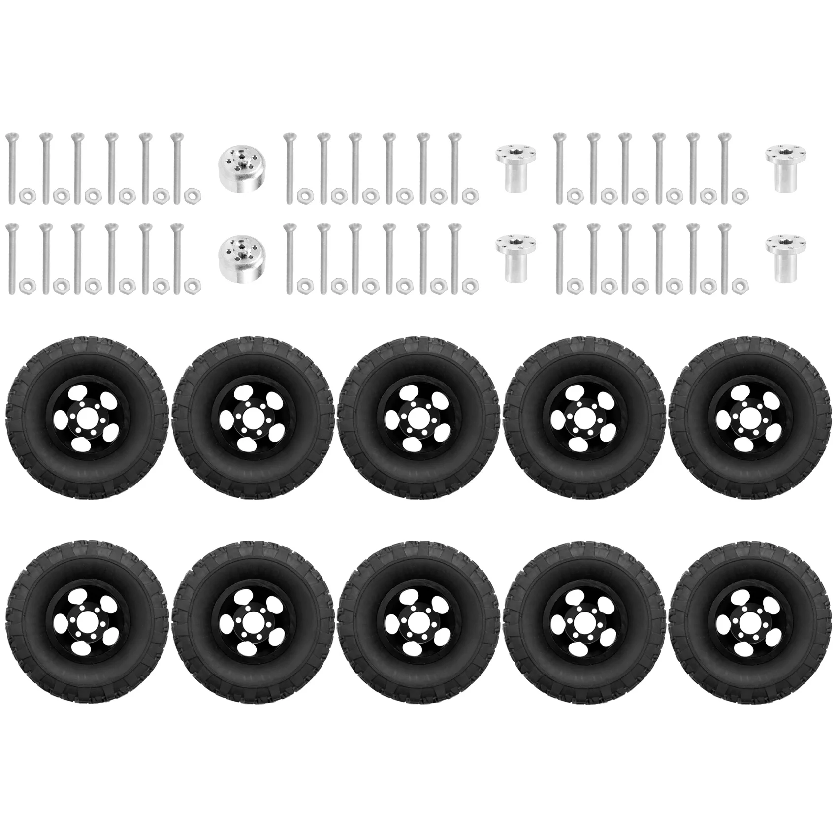 Double Wheel Metal Wheel Rim with Rubber Tire Tyre for B16 B36 Q60 Q63 Q64 6WD 6X6 RC Truck,Black