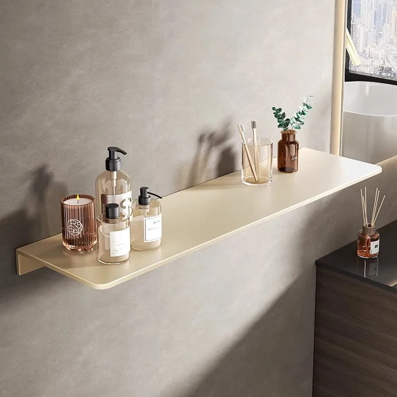 

Space aluminum cream white bathroom rack toilet sink mirror front word baffle wall shower storage rack