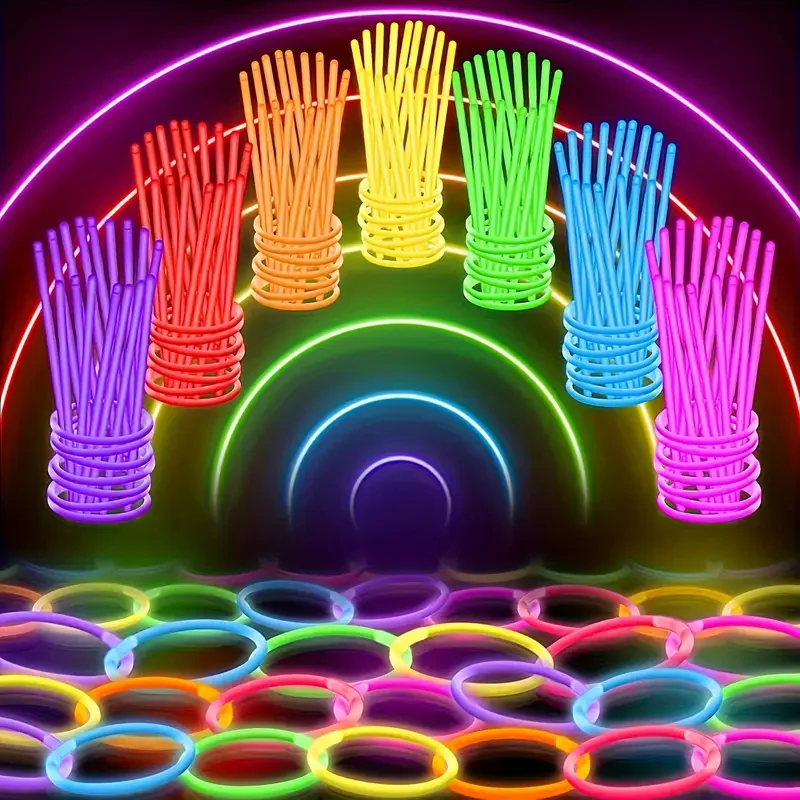100 Stück 20,3 cm große Neon-Leuchtstäbe, Spielzeug, lebendige, mehrfarbige Leuchtbinder für DIY-Schmuck, Partygeschenke, Geburtstage, Halloween-Dekorationen – Detail 2