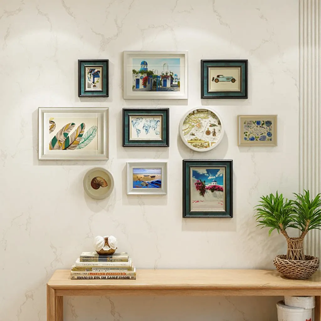 Modern Combination Painting, Solid Wood Photo Wall, High-End Decoration for Entryway, Living Room, European-Style Photo Frame, Wedding Photos, Room, Bedroom Wall Art